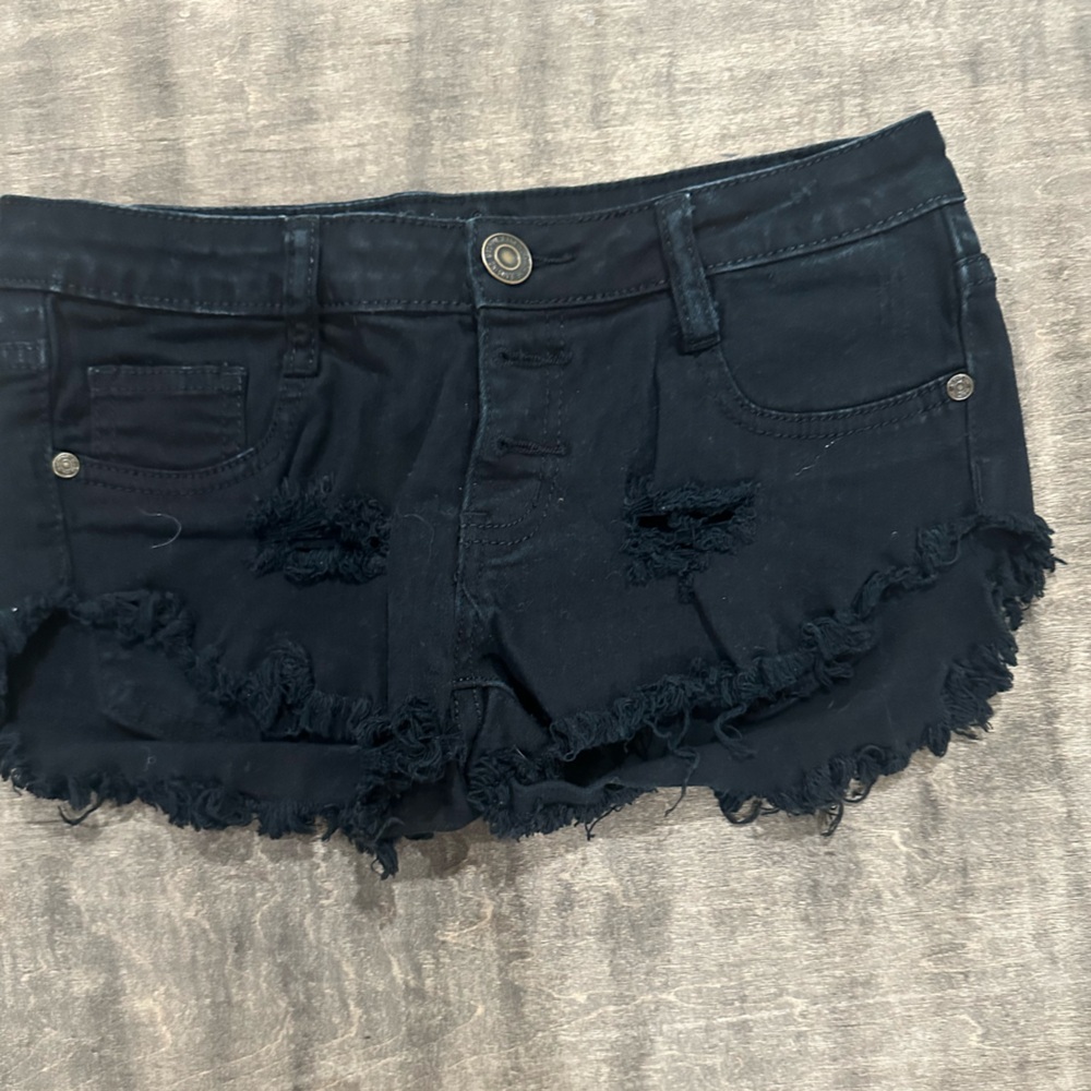 Machine Black Distressed Jean Shorts